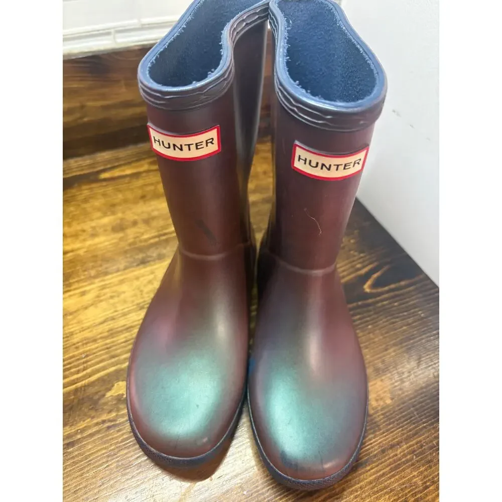 Hunter Purple Shimmer Rain Boots‎ Girls Size 11